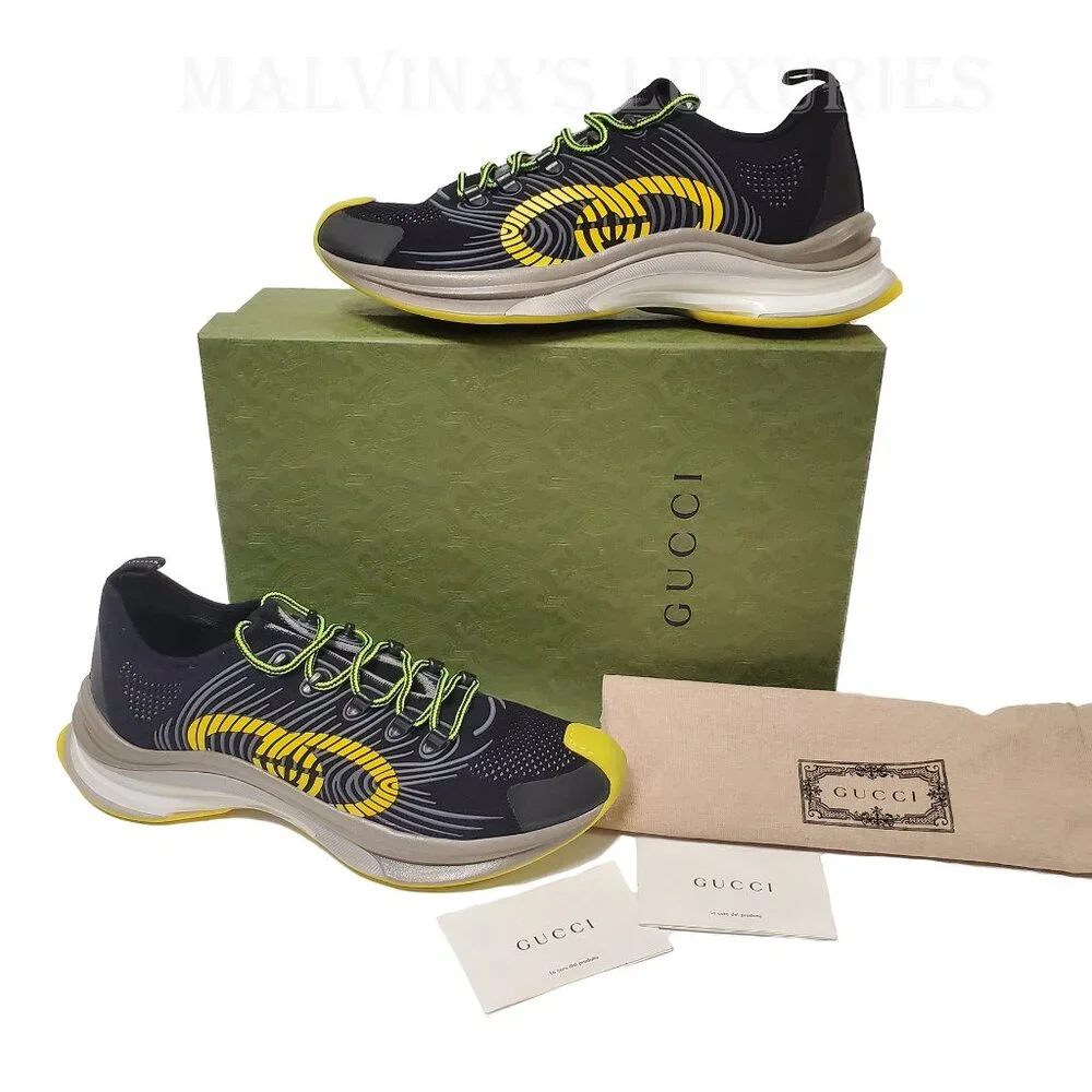 GUCCI SNEAKERS RUN RUBBER TRIMMED MESH SHOES w GG LOGO sz 11 11.5 - Picture 4 of 16